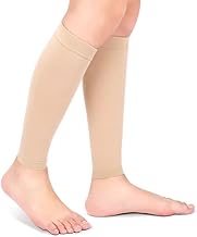 Compression Calf Sleeves, Compressed Socks with Elastic Socks Two Layers in Calf Sheath for Varicose Veins for Female Sports (XL-Nude Colour)