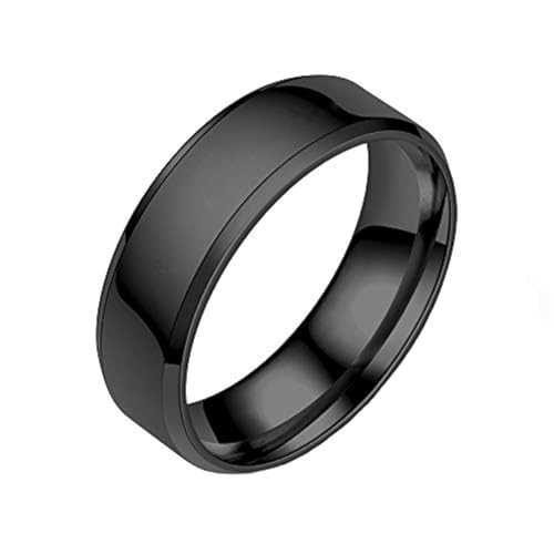 Image of Yellow Chimes Black Rings For Men | Pack of 1 Stainless Steel Men Ring | Single Toned Black Finger Ring for Boys | Ideal Gift For Men and Boys