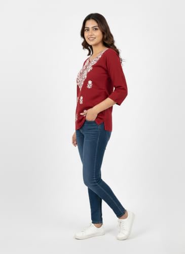 Image of Women's Rayon Kashmiri Embroidered Short Kurti | Stylish and Comfortable Kashmiri Short Kurti Tops for Casual Or Special Occasions | Pack of 2 Combo |