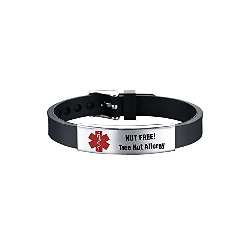 KunBead NUT FREE Medical Alert Bracelets for Women Adjustable Stainless Steel Silicone Emergency Awareness Medical ID Bracelet by KunBead - Used condition - US$8.01