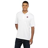 Vantage Apparel Men's Collegiate Premium Moisture Wicking White Icon Polo, Rutgers Scarlet Knights, Medium