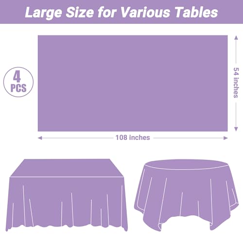 QZYL 4 PCS Plastic Table Cloth Disposable, 54x108 Inches Leakproof Rectangle Tablecloth, Heavy-Duty for Restaurant Party Decorations, Outdoor Picnic Tablecloth Congratulations Decorations