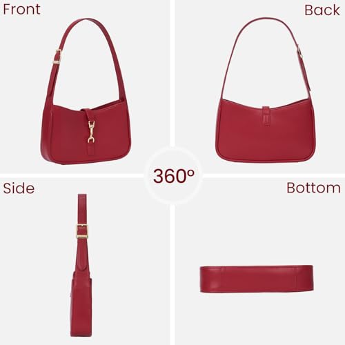 Shoulder Bags for Women Red Purse Trendy Small Handbag Faux Leather Shoulder Purse Everyday Bag4