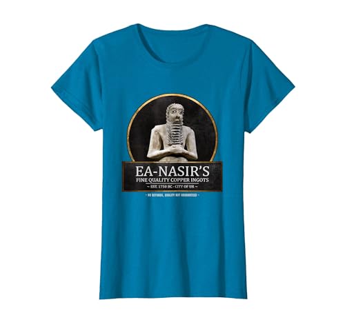 Image of Ea Nasirs Copper Bar Funny Meme to the History of the T-Shirt, Women, Sapphire Blue, X-Small