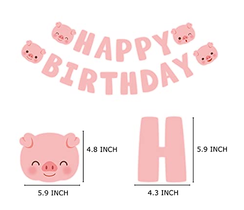 Pig Theme Birthday Banner, Pink Pig First Bday Pennant Sign, Cute Pigs Birthday Baby Room Decoration #TOP1