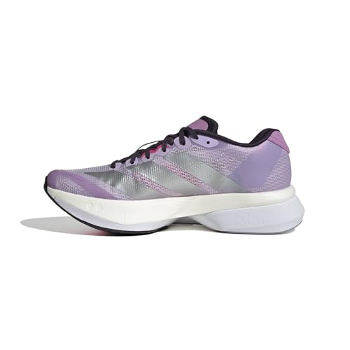 Image of adidas, Womens, Adizero Boston 13 Running Shoes, Powder Plum /Silver Metallic /Shock Pink, 6, B - Medium