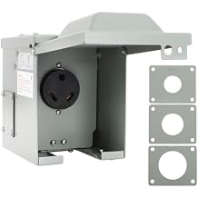 ETL Listed NEMA TT-30R RV Power Outlet Box, 30 AMP 125 Volt RV Electrical Receptacle, Predrilled Socket Box, Anti-Theft Lockable Power Panel for RV, EV, Travel Trailer, Generator, Welder