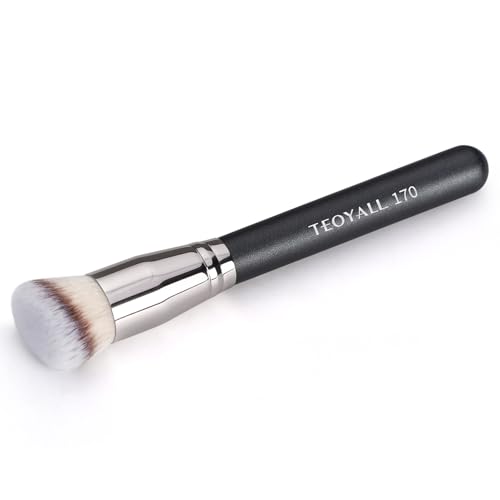 TEOYALL Angled Kabuki Foundation Brush, Dense Synthetic Contour Brush for Bronzer Liquid Foundation Cream Powder Blending Buffing Stippling Brush (170)