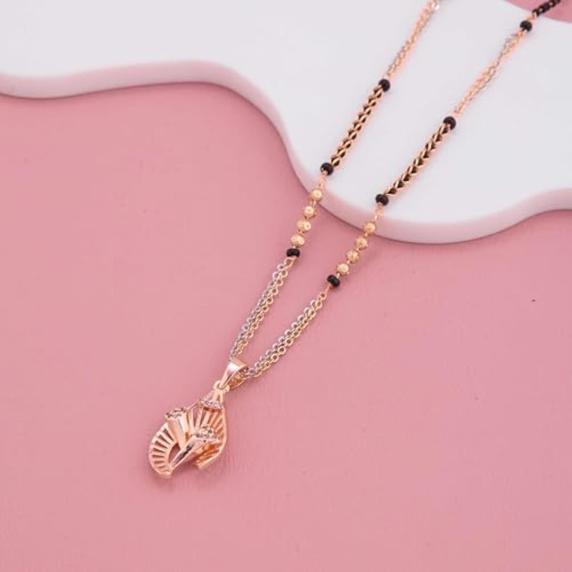 Graceful Rose Gold Plated Mangalsutra with Dual Chain
