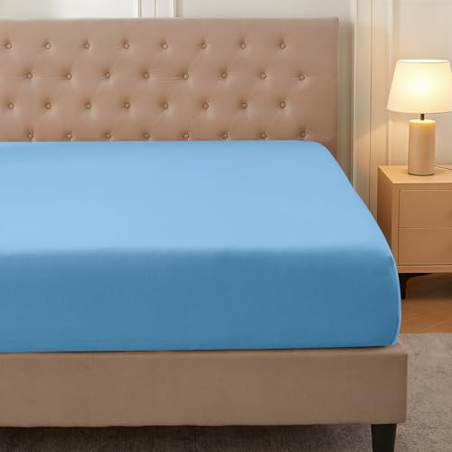 CELESTA Baumwolle Spannbetttuch, 140x200 Hellblau Hellblau 140 x 200 cm