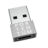 PORTENTUM Adapter USB C Buchse auf USB A Stecker 2.0 Geschwindigkeit 480 MB Premium Zinkgehäuse mit hoher Hitzebeständigkeit - Adapter USB auf Typ C, nur 4 Gramm