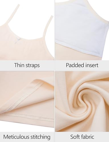 Happy Cherry Training Bras for Girls 8-10 with Padding Teen Cotton Camisoles Undershirts Kids Seamless Crop Tops Pack of 3