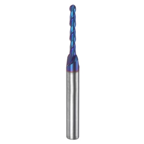 Image of uxcell Ball Nose End Mill CNC Router Bit, 1 /16 inch Radius 1 /4 inch Shank Solid Carbide Nano Coated Upcut Spiral 2 Flutes Cutter Milling Tool, 1 /8 inch Dia 2-1 /2 inch Total Length