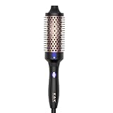 K&K Thermal Brush Keratin Protect Heated Barrel Hot Hair Brush Ionic Smooth Shine Volumize Comb Dual Voltage Hair Straightener Curler Styling Tool 38 mm UK Plug(Black, 38mm)