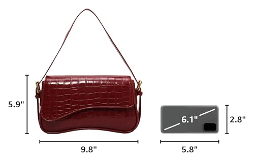Image of Shoulder Bag for women Y2K Crossbody Vegan Leather Purse Straps Retro Clutch Hobo Hadbags with 2 Removable