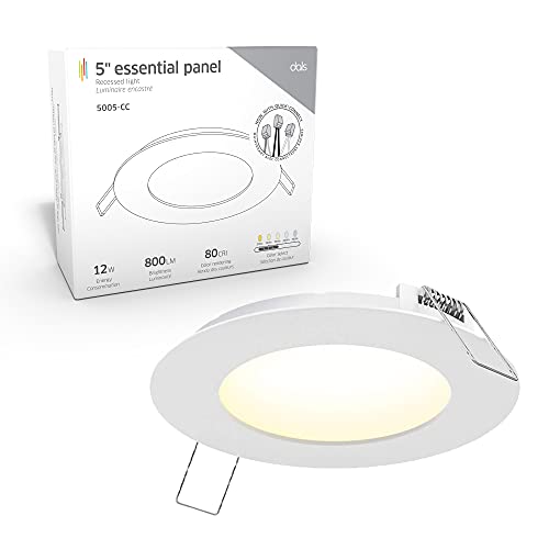 DALS 5 Inch Round Recessed Panel Light with Junction Box/Driver | CCT Color Selectable 2700K, 3000K, 3500K, 4000K, 5000K | 12W, 800 Lumens | Dimmable Pot Light | Wet Rated | ETL Certified | White