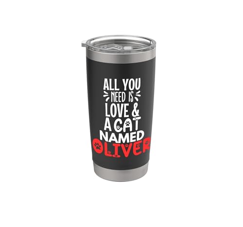 Nom de chat Oliver Design - All You Need is Love! Gobelet isotherme en acier inoxydable double paroi