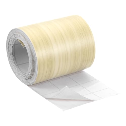 Image of uxcell 1 Roll Wood Grain Tape, 2.36 inch x 26 Ft Realistic Textured Repair Tape Self Adhesive Wood Textured Patch for Floor Wall Door Table Cabinets Desk Furniture Home Decor(Yellow)
