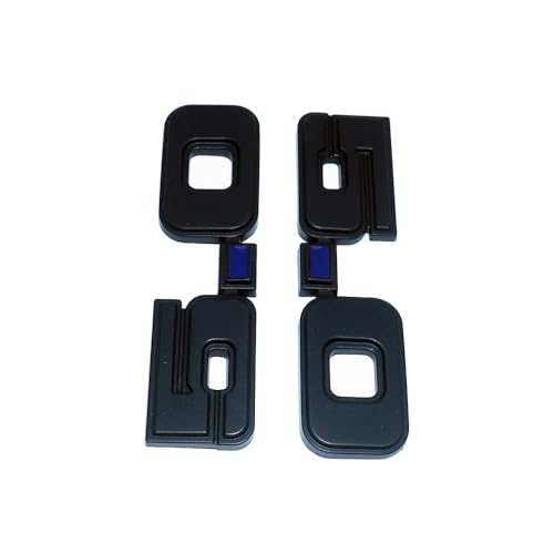 Image of 2Pc 1979-1993 5.0 Liter Engine Emblem Driver & Passenger Side Badge Nameplate Replacement for D9ZZ-16228-BC (Matte Black Blue)