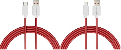 Image of amazon basics USB-A To Type-C 45W All Protocol Fast Charging And 480 Mbps Data Sync Cable (1.2 M), Red (Pack of 2)