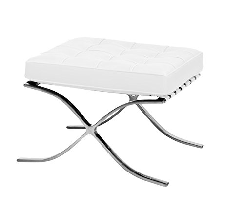 Classic Romano Top Grain Italian Leather Ottoman - Bright White Leather