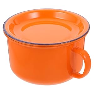 Amosfun Enamel Instant Noodle Bowls with Lid Vintage Salad Bowl Enamelware Large Mug Chinese Style Food Soup Serving Bowl for Ramen Asian Dishes Cereal Rice Noodle