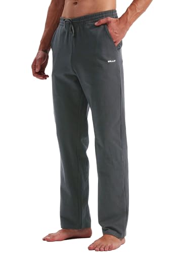 Willit Men's Cotton Yoga Sweatpants Athletic Pants Open