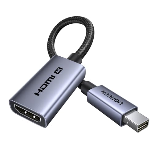 UGREEN 4K 0.66FT Mini DisplayPort to HDMI Adapter Unidirectional Mini DP Thunderbolt to HDMI Converter 1440p 1080p HDCP 1.4 Aluminum Case Compatible for MacBook Air Surface Pro/Dock Monitor Passive