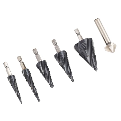 Step Drill Bit Set 4 Flute 1/4 Inch Shank M35 Cobalt Pagoda Drill Bit Kit for Stainless Steel Hard Metal