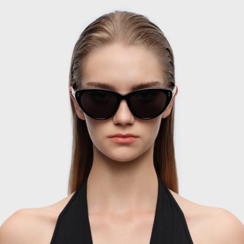 Image of Vintage Cat Eye Sunglasses Trendy Acetate ShadesUV400, Exclusive Brand of EssilorLuxottica