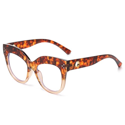 LJCZKA Occhiali Anti Luce Blu Donna Gatto Grandi, Montatura Occhiali da Vista Ovali Grandi Occhiali Anti Eyestrain per Computer Gaming