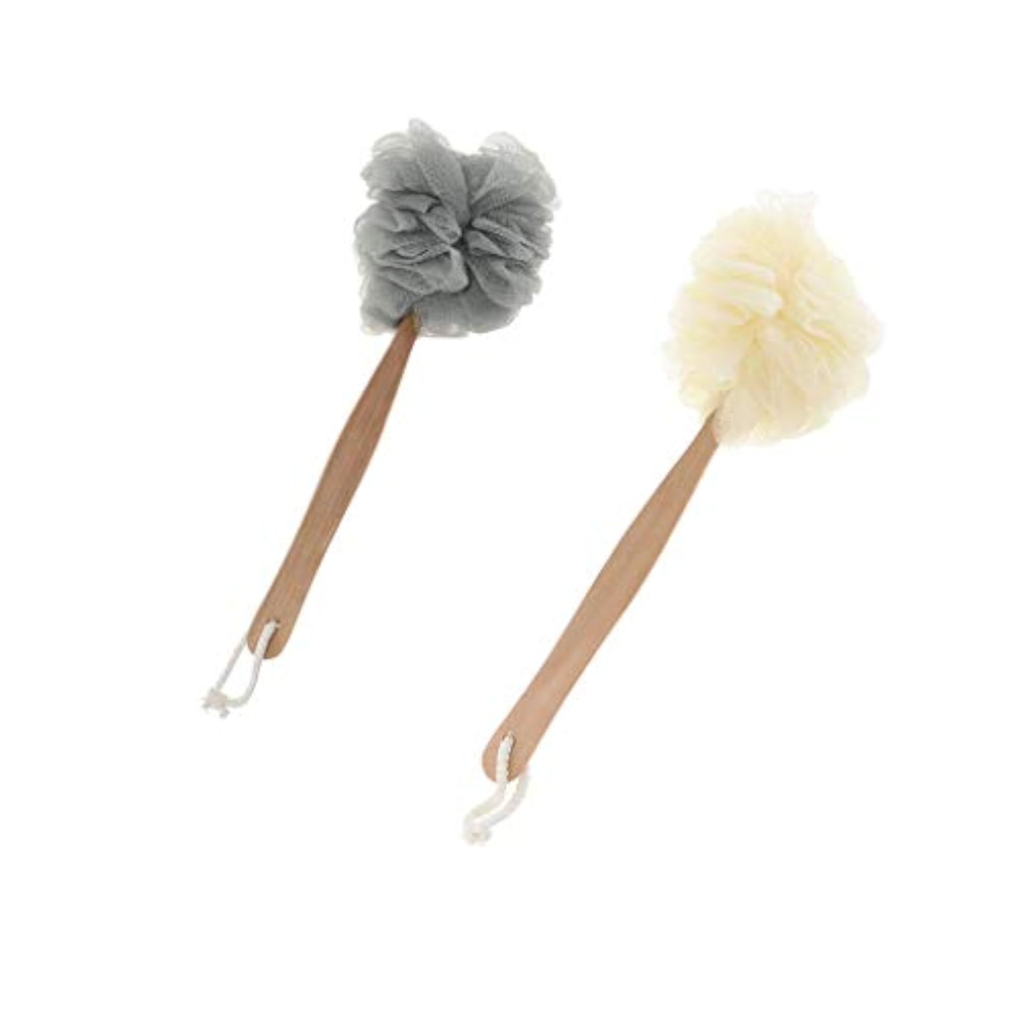 Long Handle Exfoliating Mesh Shower Puff Scrubber, 2 Piece Set