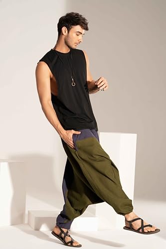 Travel Hippie Parachute Pants for Men, Baggy Flowy Pants Lounge Yoga Harem Boho Music Festival Dance Pant3