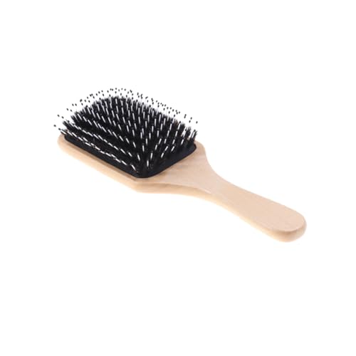 Ipetboom Brosse à Cheveux En Poils De Sanglier Plate Coussin De Massage Cuir Chevelu Pour Cheveux Bouclés Ondulés Et Fins Hommes Femmes Bois Naturel Marron