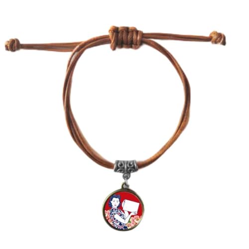 Bracelet cuir rouge culture chinoise femme couple double corde tressée