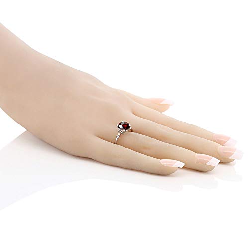 Gem Stone King 2-3 Cttw Gemstone Birthstone Engagement Ring For Women | 925 Sterling Silver and 10K Rose Gold | 8MM Cushion | Wedding Anniversary Promise Ring | Available In Size 5, 6, 7, 8, 93