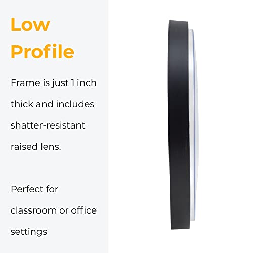 Relógio de parede comercial contemporâneo com moldura e movimento de quartzo, 33 cm, preto Tempus TC