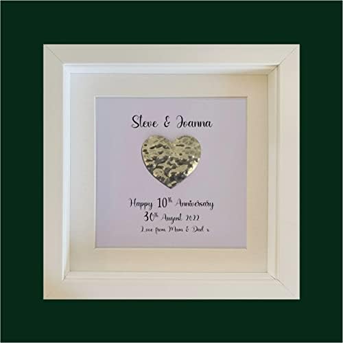 Personalised 10 Years, 10th Wedding Anniversary, Tin Anniversary, Tin Metal Heart, Anniversary Framed Gift, Anniversary 10th , 10 year anniversary, 10th Anniversary, for Couples, Mum and Dad