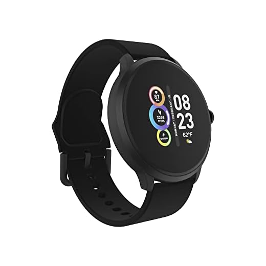 iTech Fusion 2 R Health and Fitness Smart Watch with 24/7 Heart Rate, Pedometer, Body Temperature Monitor, 14+ Days Battery, Black/Black