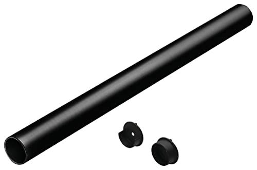 TAG Hardware 1 5/16 Inch Diameter Round Wardrobe Tube Closet Rod with End Supports (BLACK, 17 3/4