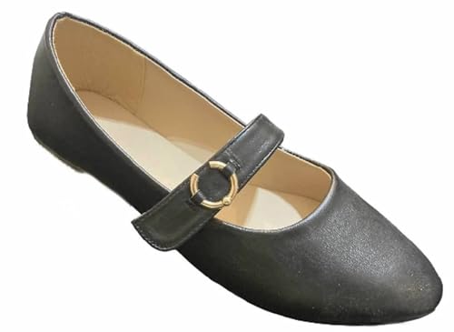 Womens Ballerina Ballet Flat Shoes Solids & Leopards 8701 Black Pu 10 - Main Image