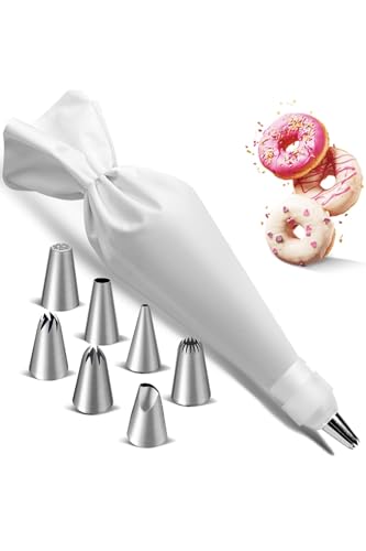 Generic Set di Sacchetti per Piping, 7 Ugelli per Tubazioni, Beccucci Grandi, sac a Poche Professionali, Sacchetto Grande Riutilizzabile in Cotone, sac a Poche per la Decorazione di Torte.