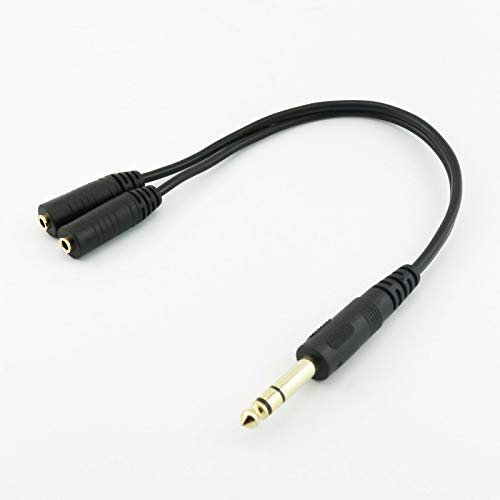 Cable de audio jack 6.35mm macho a doble 3.5mm hembra 30cm miniatura 6