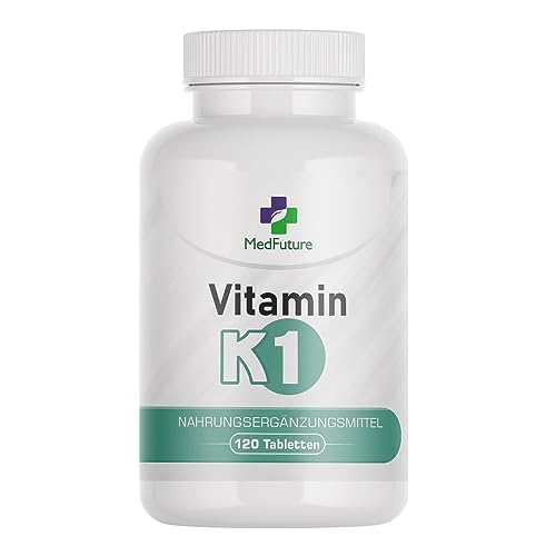 Vitamin K1 100 µg – 120 Tabletten – Hohe Bioverfügbarkeit – Beitrag zur normalen Blutgerinnung & Erhaltung normaler Knochen – Ohne Zusatzstoffe – Laborgeprüft