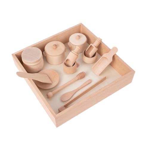 Luwecf 14Pcs Holz Sensorischen Bin Werkzeuge Transfer Arbeit mit Holz Box Sensorischen Tisch Werkzeuge