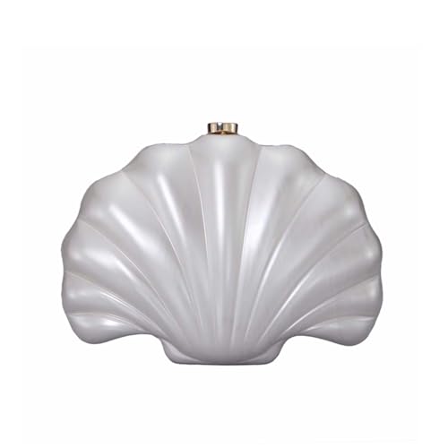 Image of Women Pearl Shell Acrylic Clutch Shell Purse Chain Shoulder Bag Ladies Wedding Clutch Prom Evening Handbag