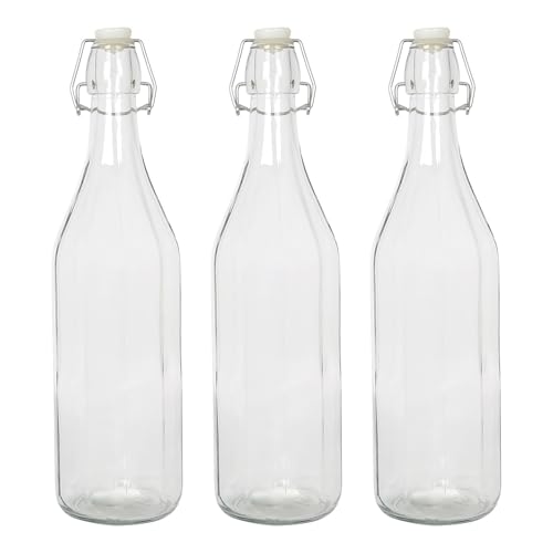 Argon Tableware 1.1 Litre Bottiglie di Vetro con Coperchio Oscillante - Chiaro - 3x Riutilizzabile Vuoto Acqua Vino Latte Olio d'Oliva Succo Gin Birra Fatta in Casa Bere Frigo Distributore Barattoli Argon Tableware 1.1 Litre Bottiglie di Vetro con Coperchio Oscillante - Chiaro - 3x Riutilizzabile Vuoto Acqua Vino Latte Olio d'Oliva Succo Gin Birra Fatta in Casa Bere Frigo Distributore Barattoli