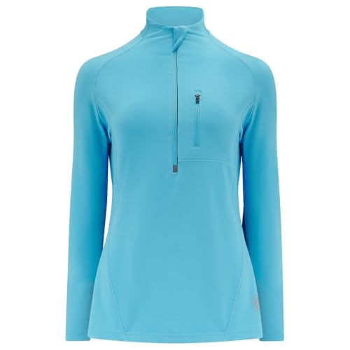 Time To Run Thermique Quick Dry Haut à Manches Longues Pour Courir l'hiver Avec Une Fermeture Éclair à l'encolure Pour Femmes 38 Atoll Bleu