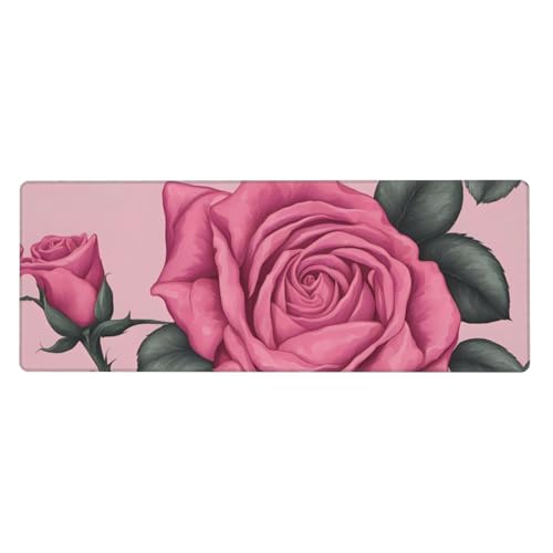 Tapis de souris de jeu rose vif 80x30 cm grand format avec base en caoutchouc antidérapante