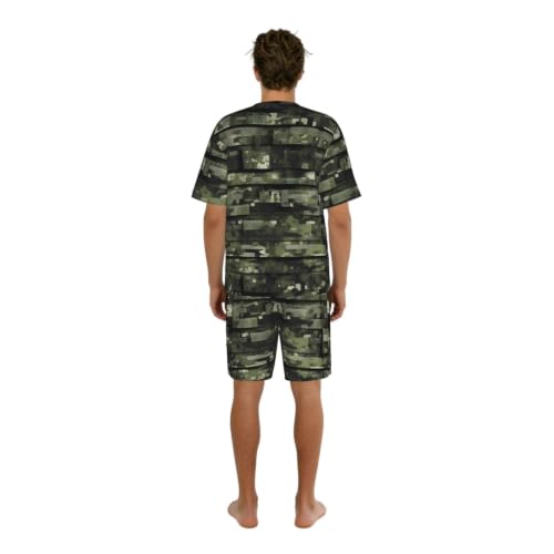 Pyjama doux homme camouflage numérique ensemble manches courtes stretch